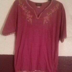 ALO Yoga Women's Floral Embroidered Blouse - Pink